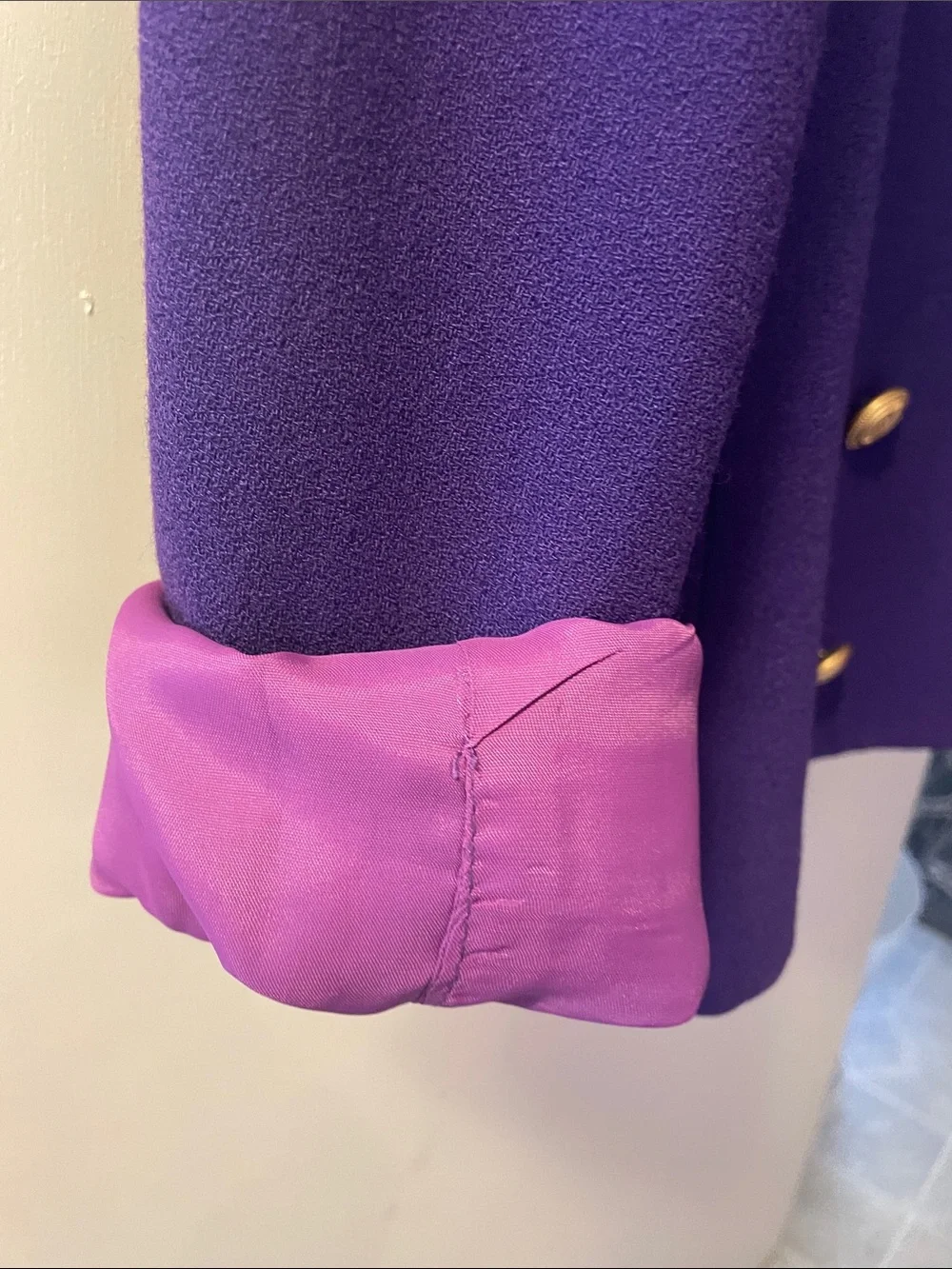 Vintage 80’s/90’s Dior Vibrant Purple Double-Breasted Blazer with Gold Buttons